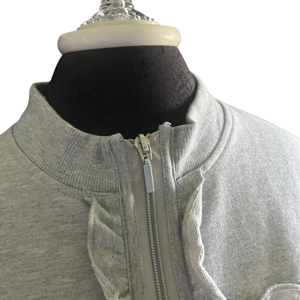 Sanctuary Light Gray Ruffle Zip-Up Jacket - Picture 2 of 6